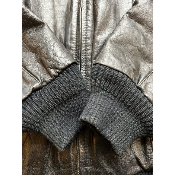 Hill & Archer Leather Bomber Jacket Mens 44R Black Map Lining Made in Korea Vtg - Picture 11 of 12